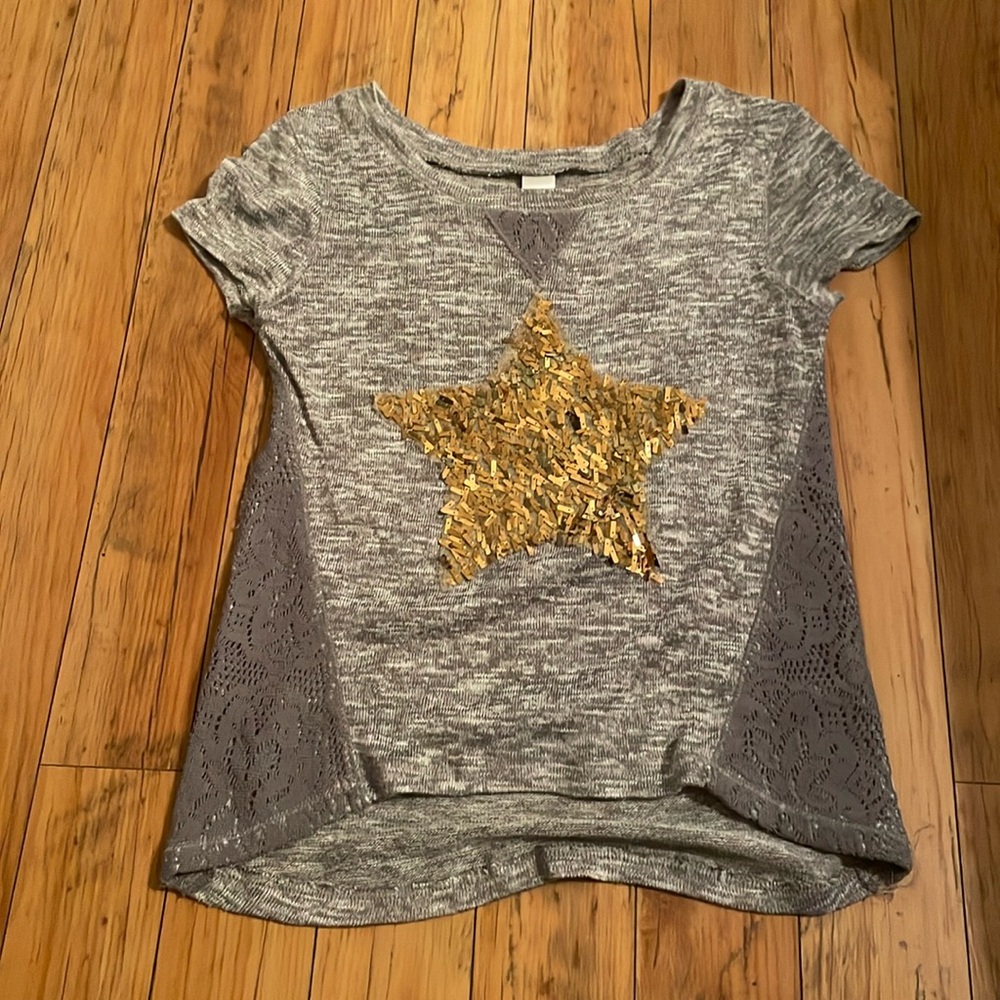 Sequin Star Shirt W/ Lace Detailing